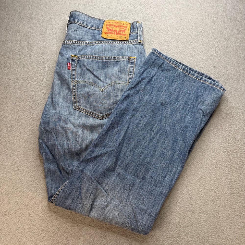 Levi 527 Slim Bootcut Jeans Mens 36x30 (FIT 35x29) Blue Denim Casual Classic